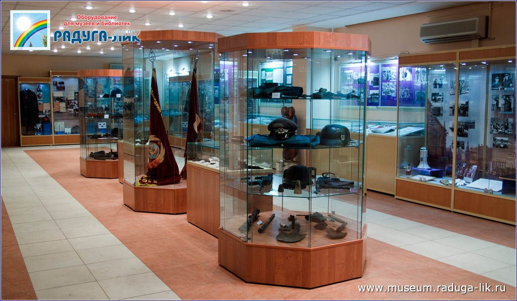 Общий вид экспозиции музея: Музейные профильные и экспозиционные витрины | Витрина музейная